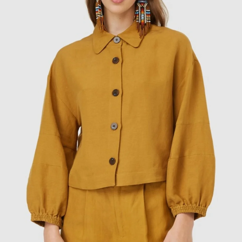 GORMAN Golden Mustard Linen Cropped Jacket - Picture 2 of 16